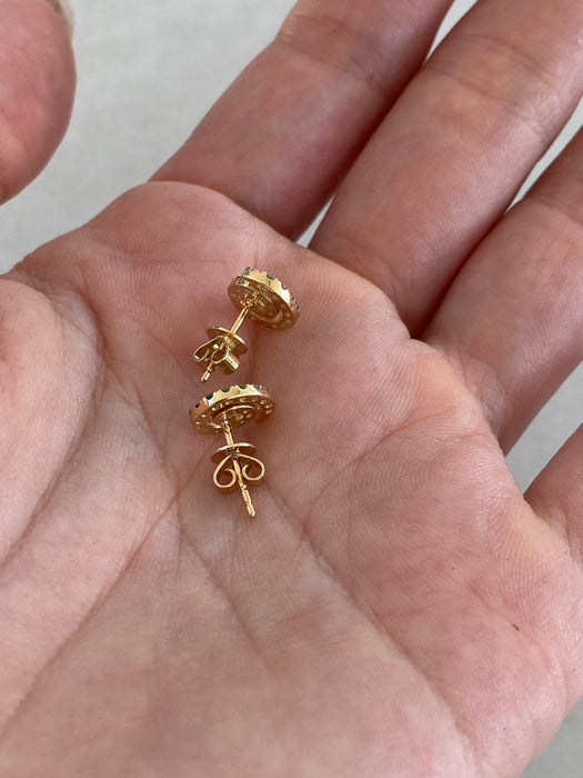 14K Green Garnet Ombre Spiral Stud Earrings