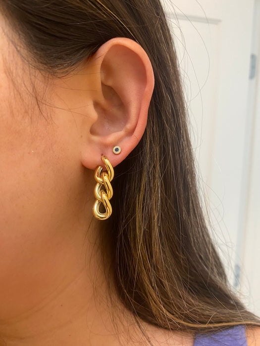 14k puffy curb earrings