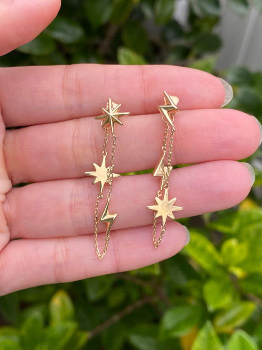 14k lighting and star push back earrings