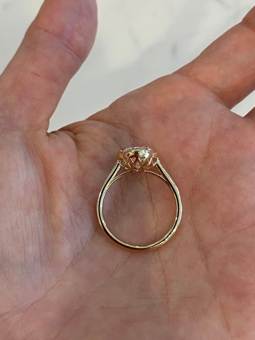 14K Gold Bezel Set Oval Lab Diamond Ring – 3.50 Carat IGI Certified