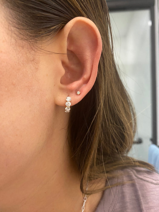 14K Lab Diamond Star Single Flat Back Stud Earring