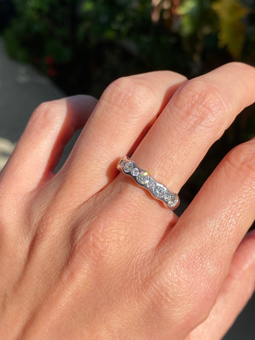 Vintage Platinum 850 Bezel Set Diamond Ring | 0.81 TCW Natural Flush Set Diamonds