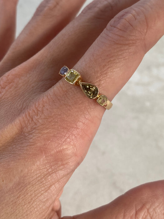 14K Gold Fancy Color Diamond Bezel Ring – 1.06 TCW