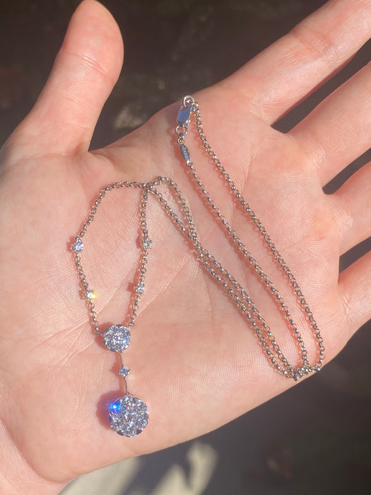 18k white gold 1.74 tcw diamond flower necklace 16”