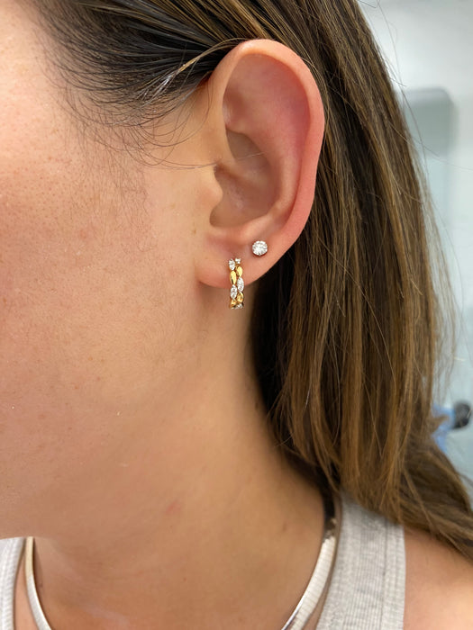 14K Natural Diamond Marquise Huggies