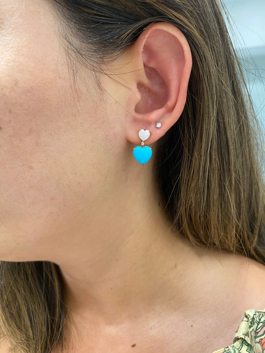 14K Gold Opal, Turquoise & Diamond Heart Drop Earrings by Effy