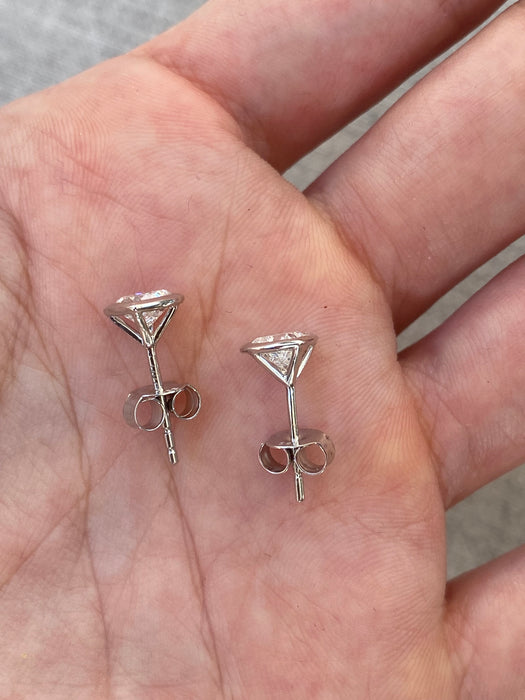 14K White Gold Bezel Set Heart Lab Diamond Stud Earrings – 1.00 CTW