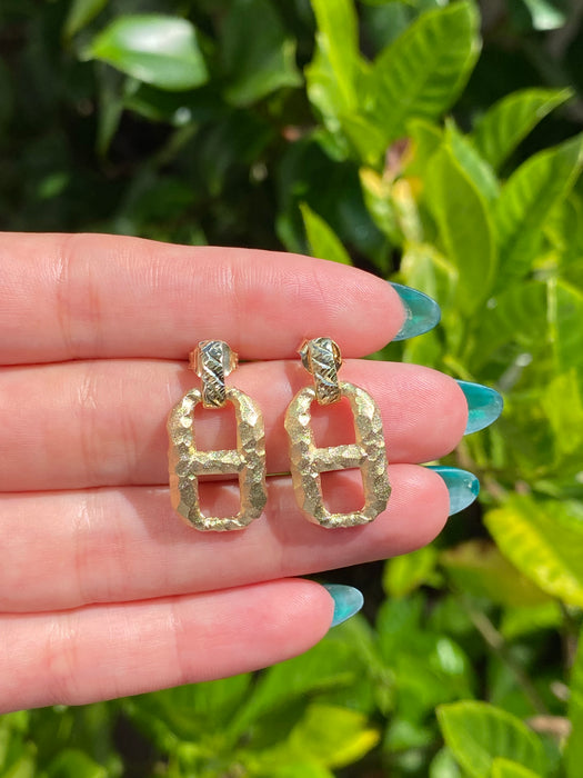 14k textured brushed mariner earrings