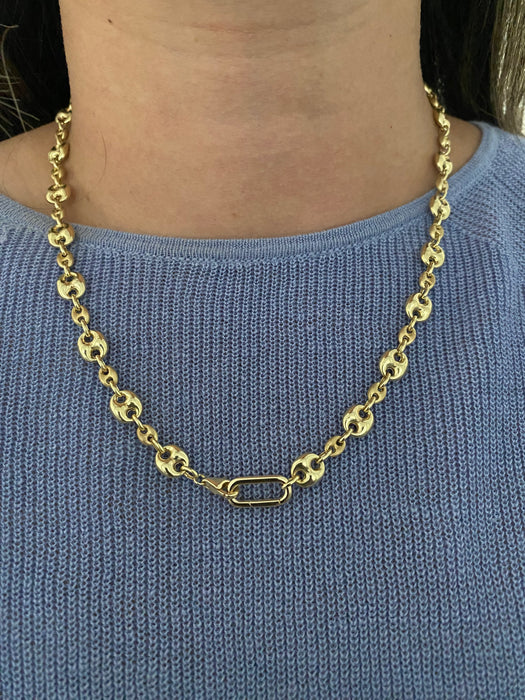 14k oval paperclip connector charm