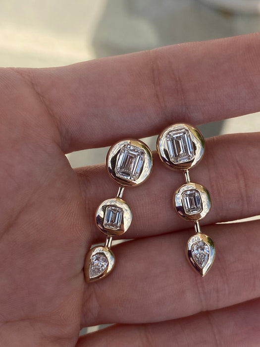 14k lab 2.2 carats diamond chunky bezel set earrings