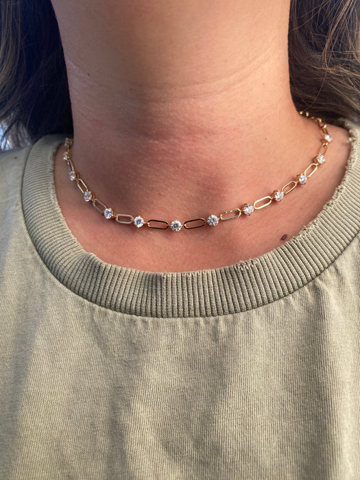 14K 4.40 CTW Lab Diamond Paperclip Necklace