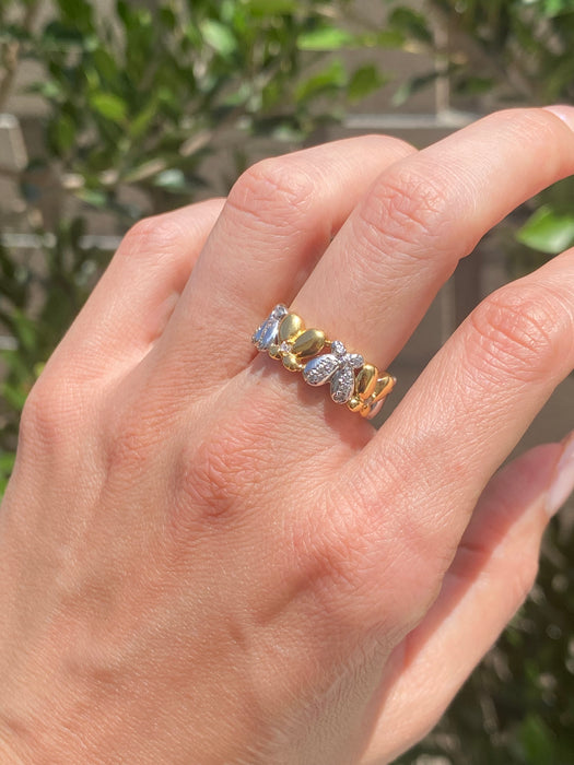 Vintage 18K & Platinum 900 Diamond Butterfly Ring (Size 7)