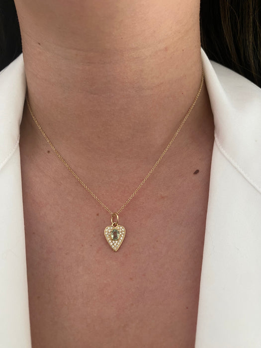 14k diamond gemstone heart pendant charm