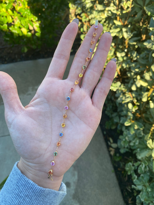 18k 5 carat rainbow heart sapphire bracelet