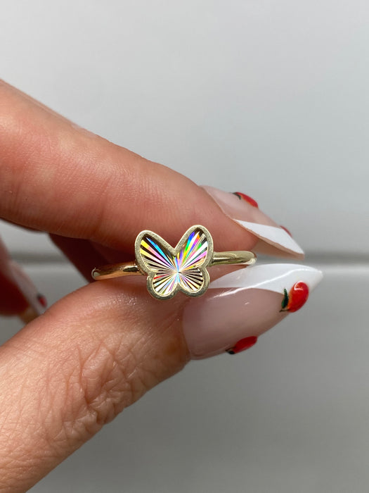 10k Fluted Rainbow Butterfly Ring