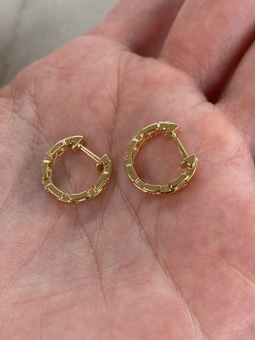 14K Two-Tone Gold Diamond Mariner Huggie Earrings