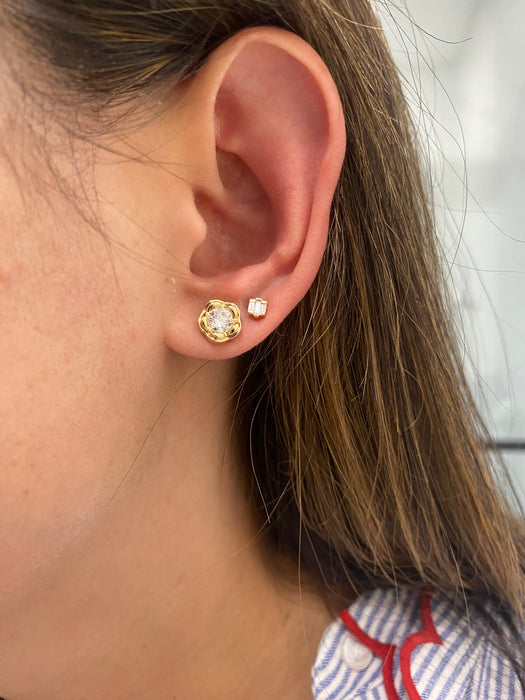 14K 1 TCW Lab Diamond Flower Stud Earrings