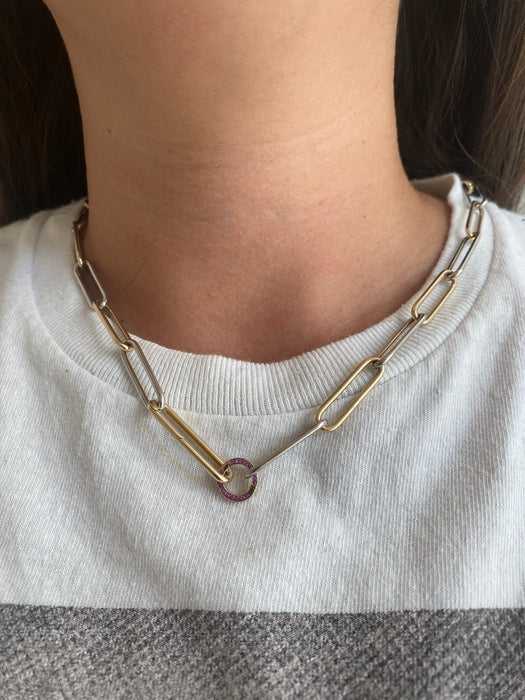 14K Natural Pink Sapphire Round Connector