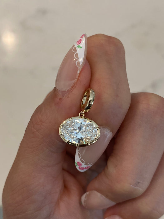 14K Gold Lab Diamond Oval Charm