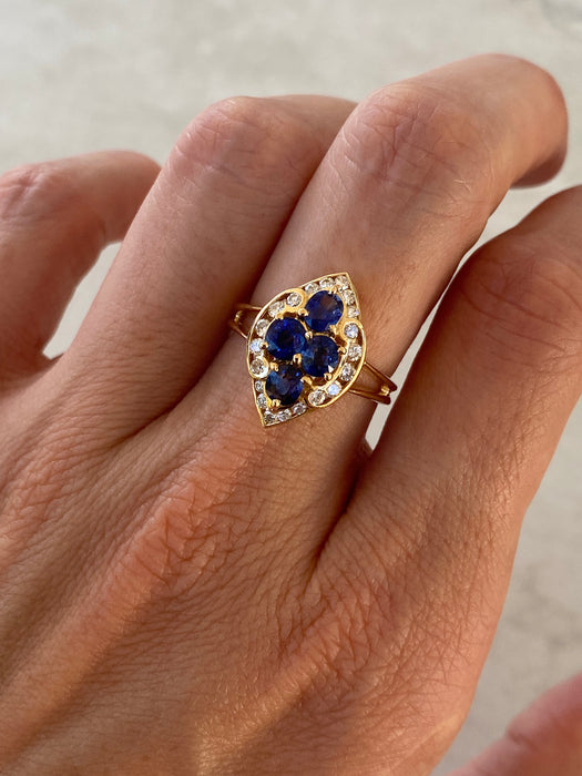 18K Blue Sapphire & Diamond Ring