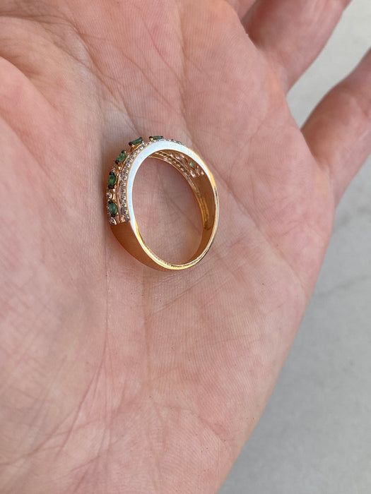 14K Rose Gold Emerald & Diamond Ring
