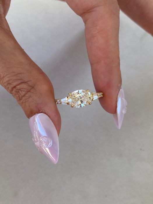 14K 2.09 TCW East-West Oval Lab Diamond & Baguette Ring