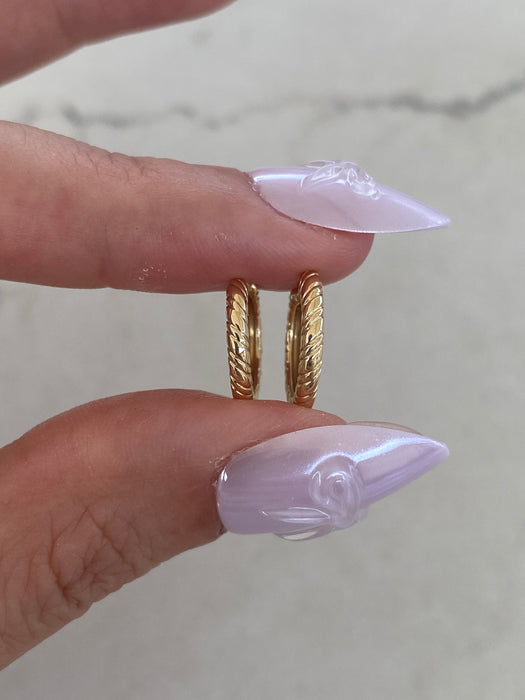 14K Gold Lab Diamond Reversible Croissant Huggie Earrings