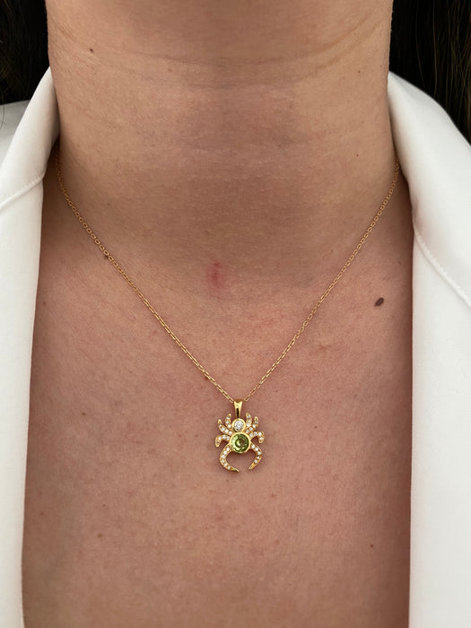 18k diamond peridot spider charm