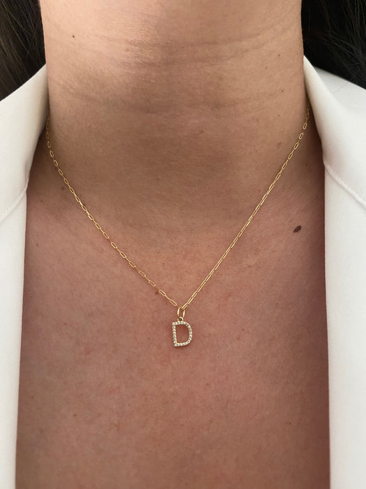 14k diamond letter D initial pendant