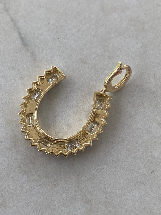 14K Gold Natural Diamond Horseshoe Charm