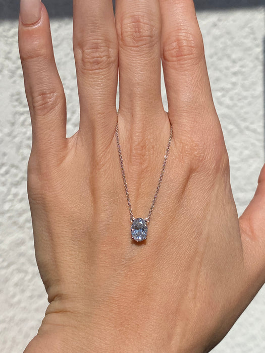 14K White Gold Oval Lab Diamond Necklace – 1.1 CT