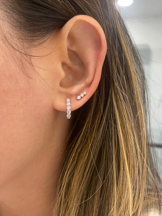 14K White Gold Inside-Out Lab Diamond Huggies