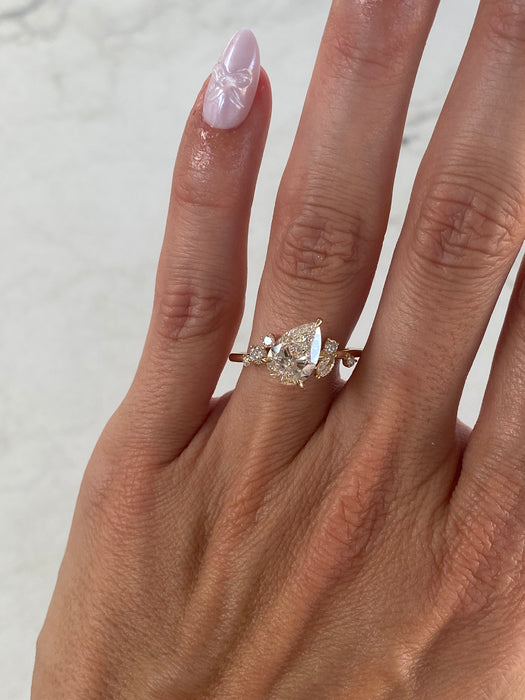 14K 1.9 TCW Pear Lab Diamond Cluster Ring