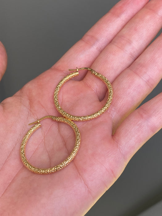 14k round popcorn hoop earrings