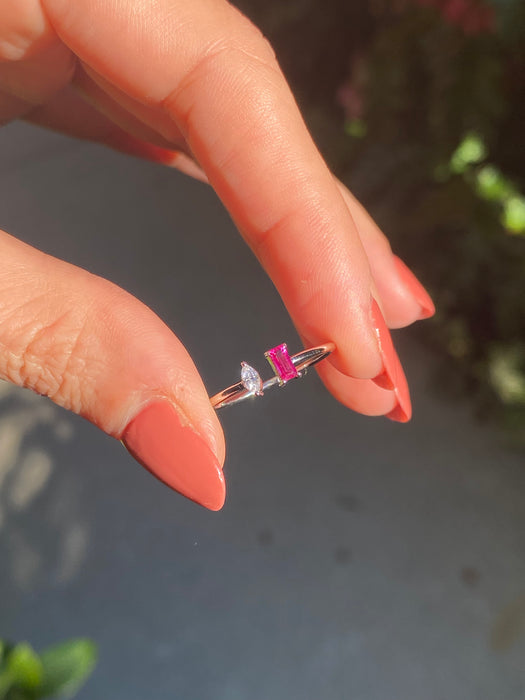 Platinum 900 diamond ruby ring size 6.25