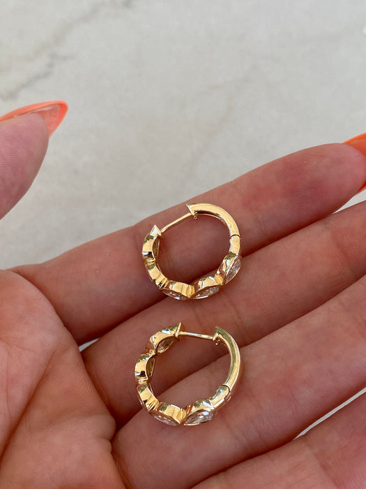 14K Lab 1.8 TCW Diamond Bezel Set Pear Hoop Earrings