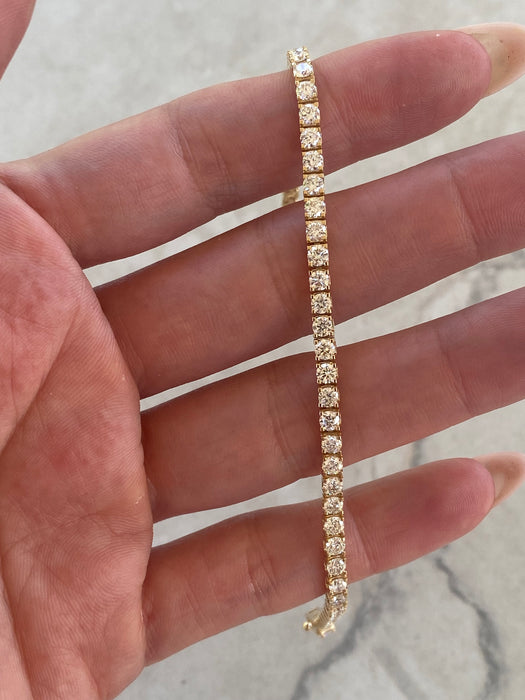 18K Gold 4 Carat Natural Diamond Tennis Bracelet