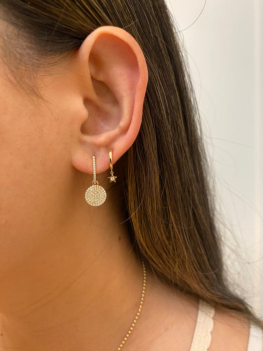 14k diamond huggie earrings