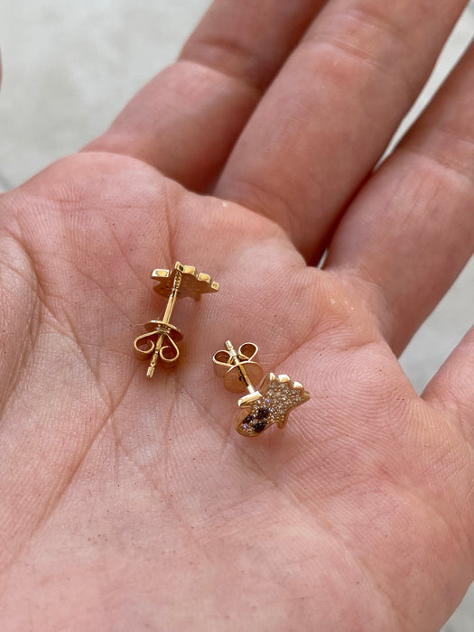 14K Natural Diamond Ghost Stud Earrings