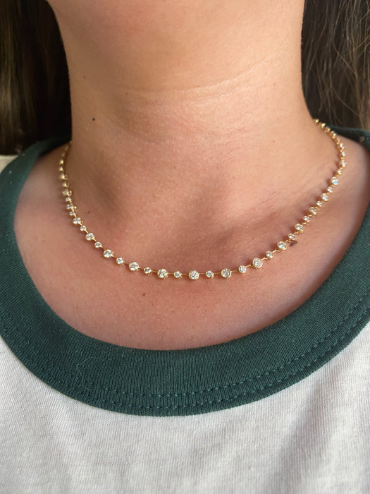 14K 4.34 TCW Natural Diamond Bezel-Set Tennis Necklace