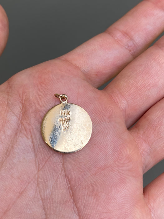 14k Aztec coin charm