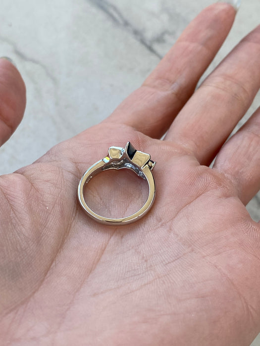 Vintage Platinum 900 Diamond Star & Alexandrite Ring