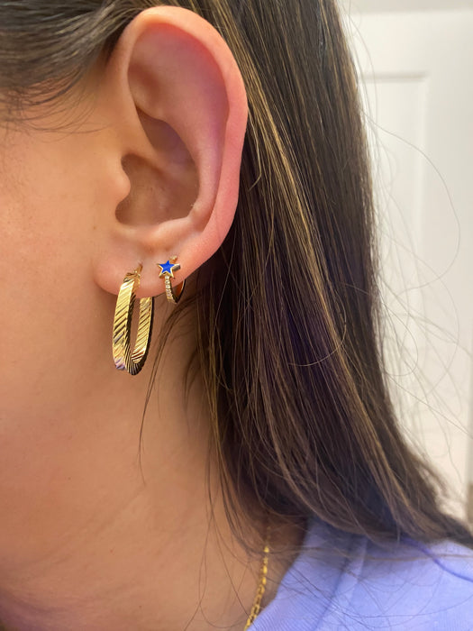 14k fluted oval hoop earrings