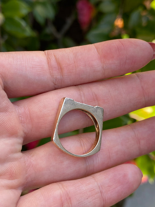 14k diamond squared ring size 6.25