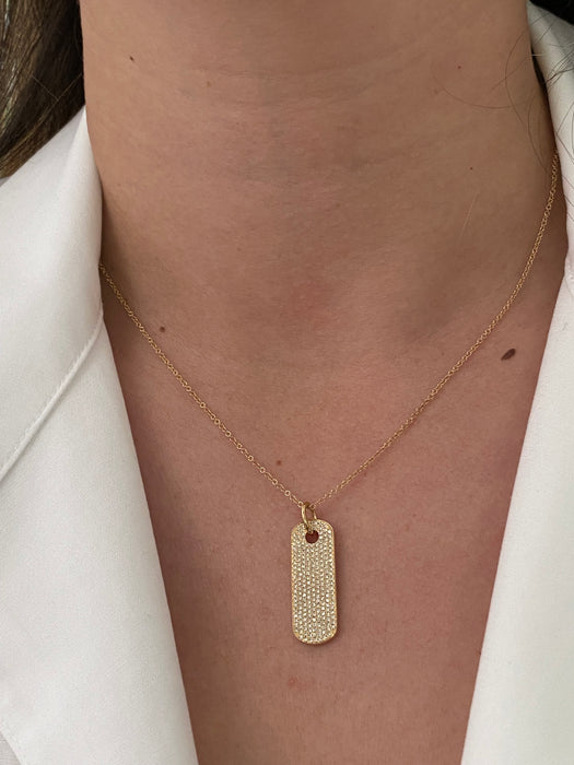 14k diamond dog tag necklace 16-17-18”