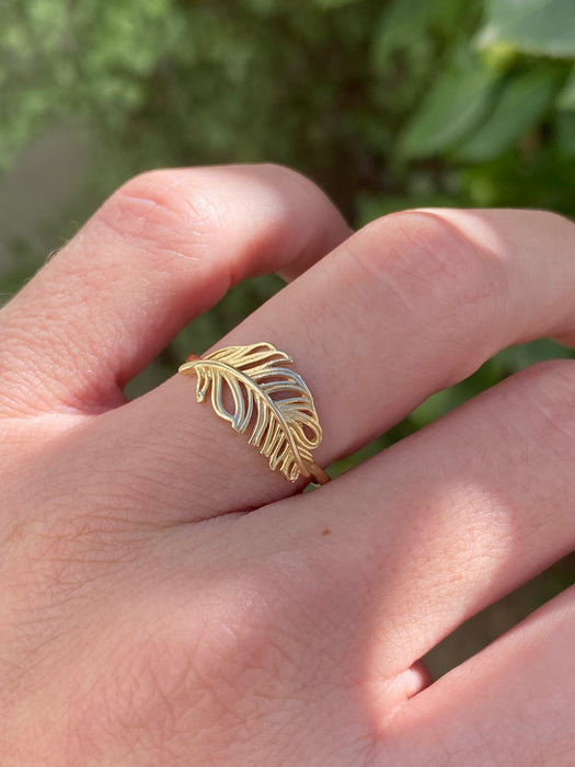 14k feather ring