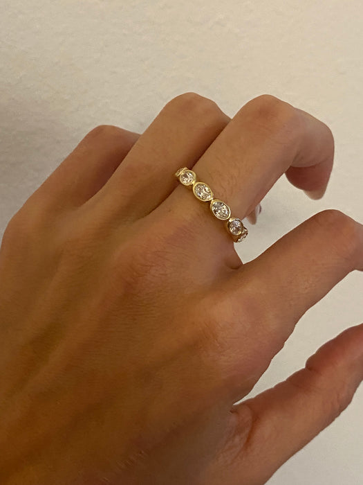 14K Gold East-West Oval Lab Diamond Bezel Half Eternity Ring — 1.20 TCW