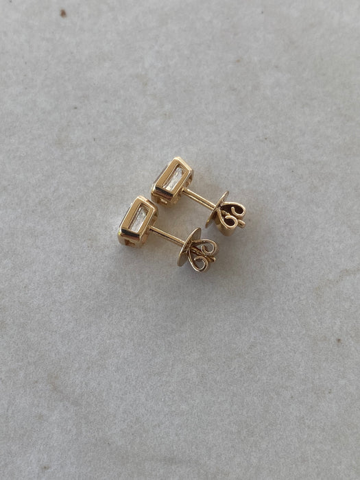 14K Gold Bezel-Set Emerald-Cut Lab Diamond Stud Earrings – 1.04 TCW- IGI