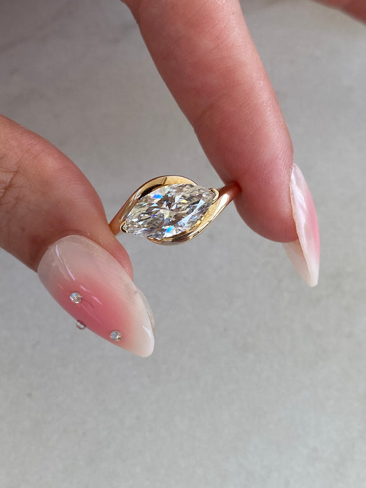 14K Gold 1.75 Carat Marquise Lab-Grown Diamond Ring