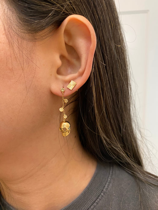 14k diamond skull earrings